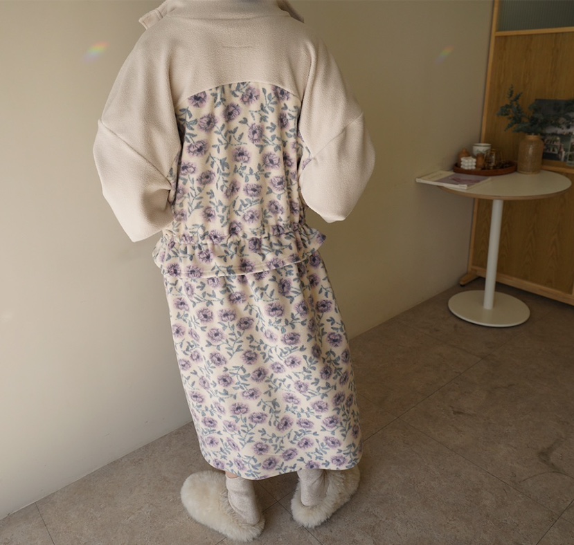 Maison de glory東大門代購26秋冬拼接碎花絨面裙連衣裙荷葉邊Maison de glory連衣裙