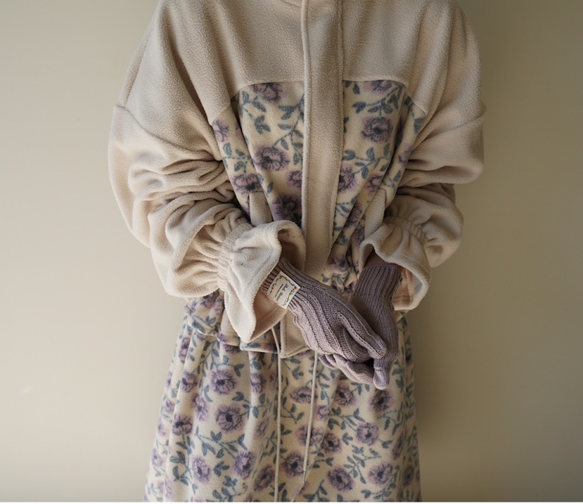 Maison de glory東大門代購26秋冬拼接碎花絨面裙連衣裙荷葉邊Maison de glory連衣裙