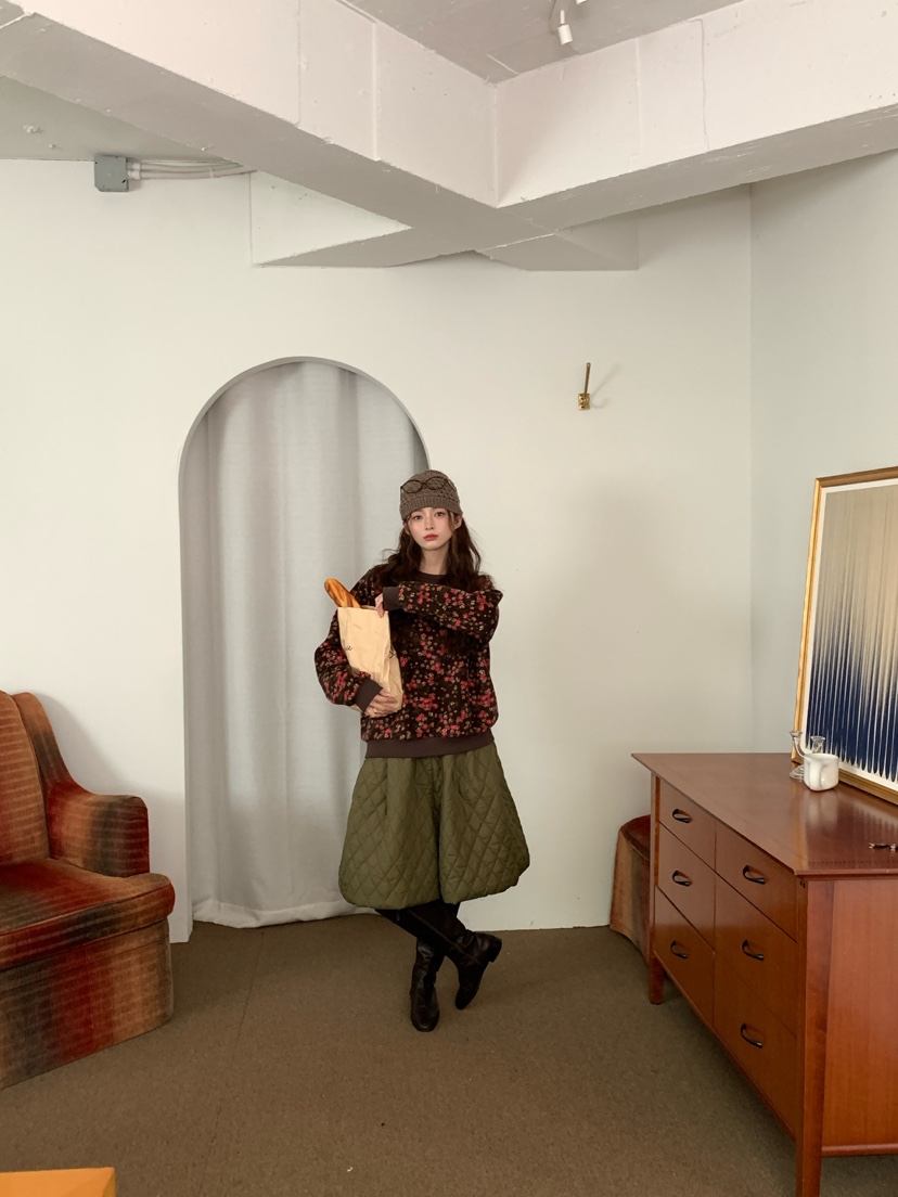 Maison de glory韓國代購26秋冬碎花抓絨圓領衛衣插肩袖抓絨圓Maison de glory衛衣