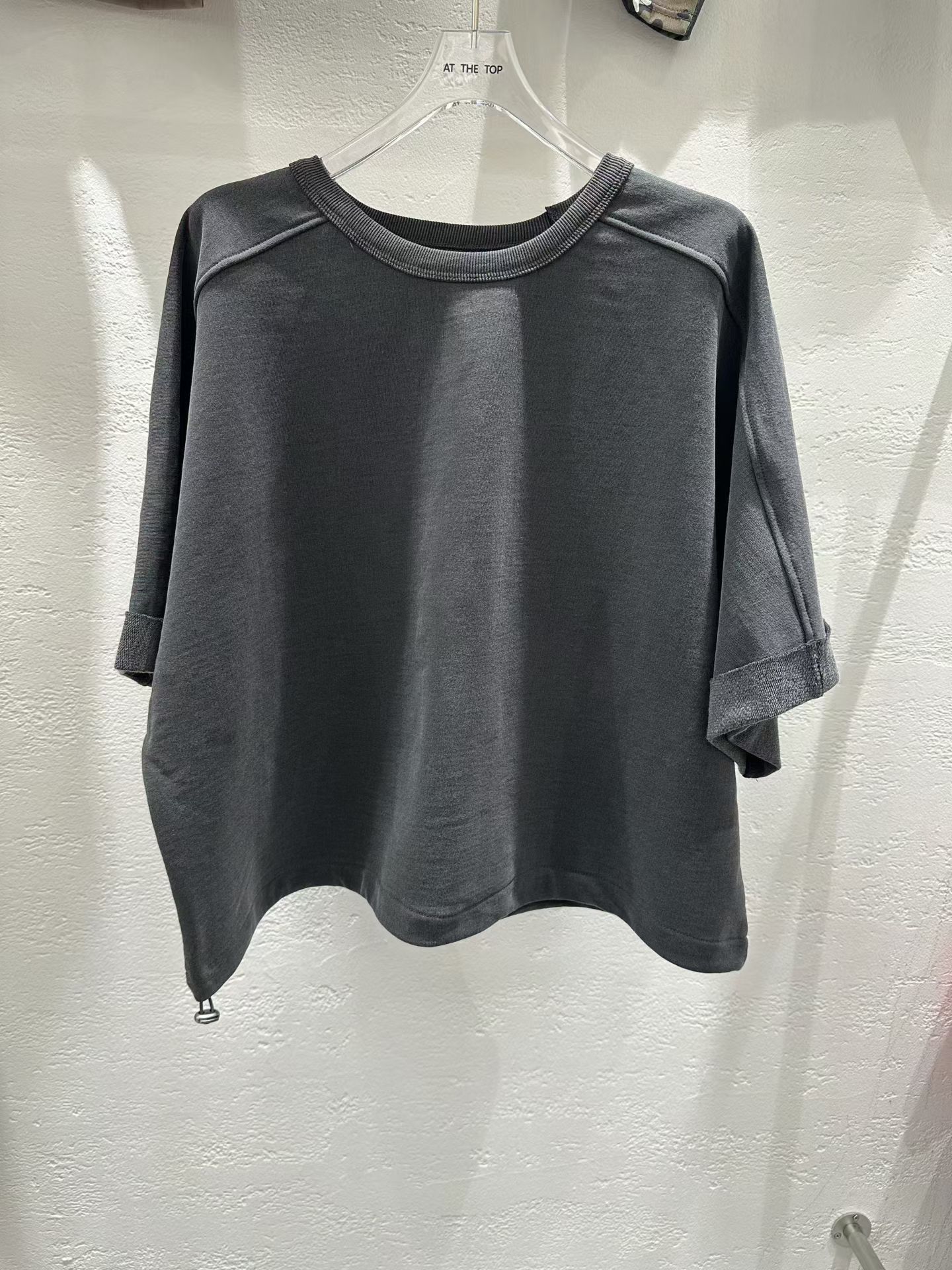 DEAR.L-2件起訂東大門實拍26秋冬落肩五分袖抽繩衛衣袖口卷邊DEAR.L-2件起訂衛衣圖色1
