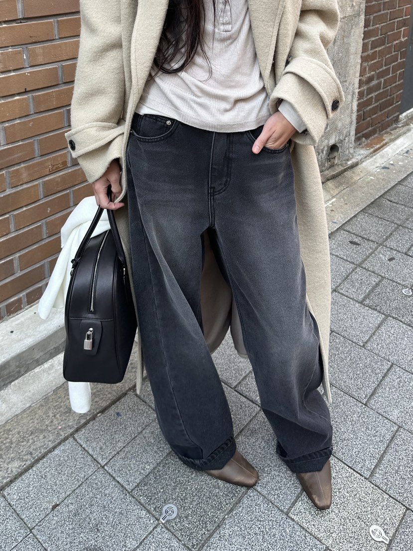 BOWIE東大門直郵26秋冬加絨闊腿牛仔褲加絨高腰BOWIE牛仔褲