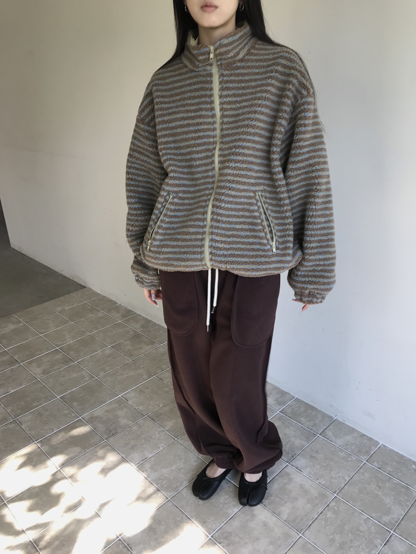ENHANCE/HOPESMORE東大門代購26秋冬條紋羊羔毛夾克拉鏈開合口ENHANCE/HOPESMORE夾克