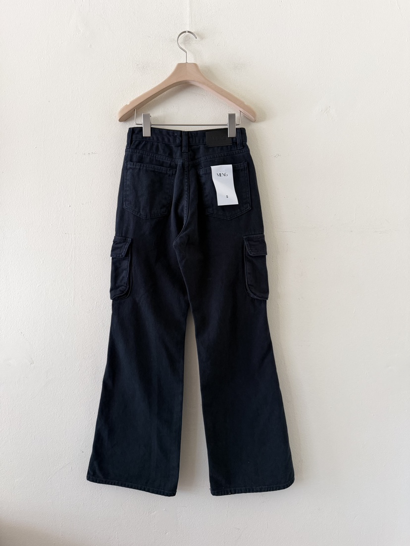 MENG/MING韓國代購26秋冬高腰工裝闊腿褲休閑褲喇叭褲工裝高腰MENG/MING休閑褲
