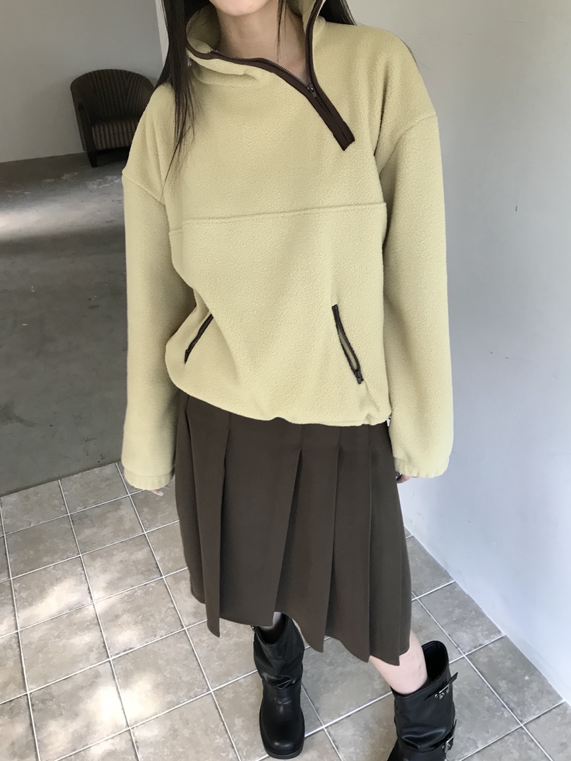 ENHANCE/HOPESMORE東大門代購26秋冬立領抽繩衛衣半拉鏈口袋立ENHANCE/HOPESMORE衛衣