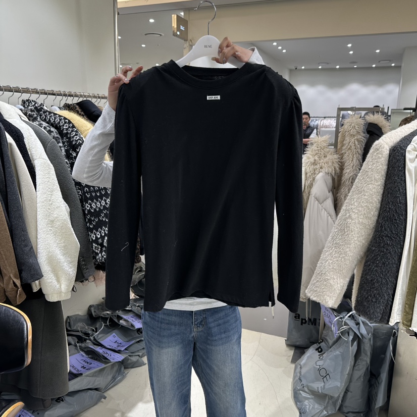 SHOP BENE_Bene東大門直郵26秋冬寬松圓領長袖T恤落肩圓領寬松SHOP BENE_Bene長袖T恤圖色4
