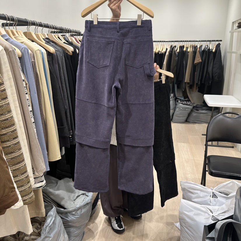 MODEST/NOTTINGHAM韓國代購26秋冬水洗燈芯絨工裝褲休閑褲拉鏈MODEST/NOTTINGHAM休閑褲