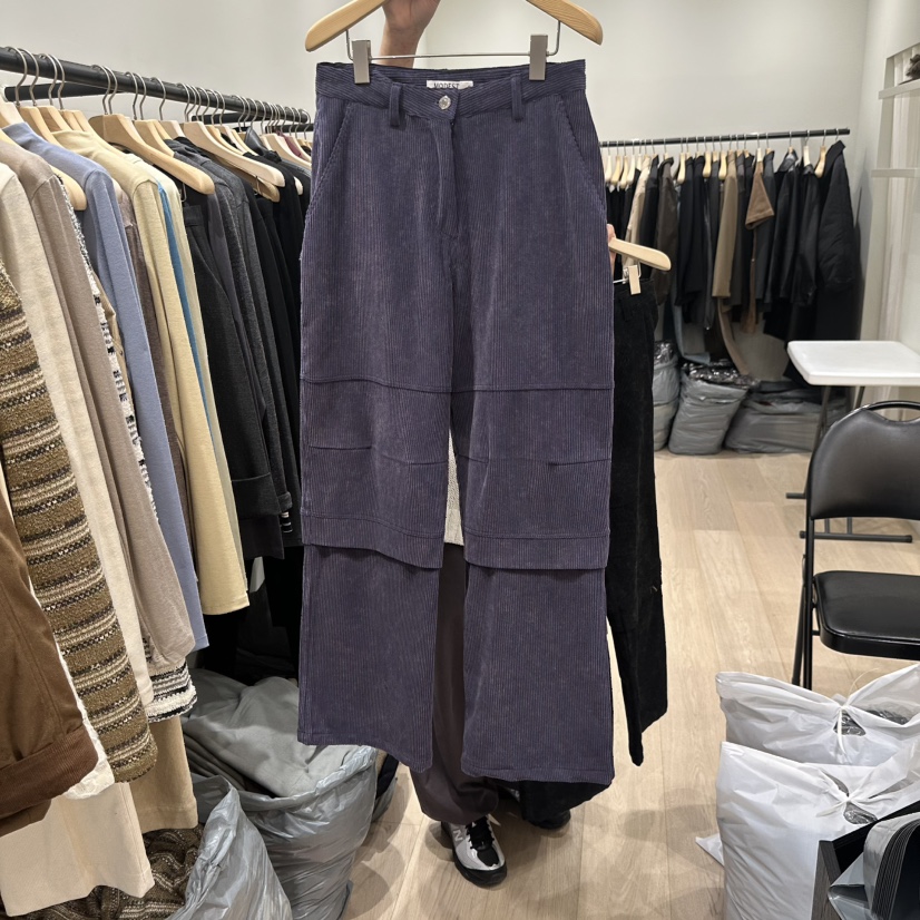 MODEST/NOTTINGHAM韓國代購26秋冬水洗燈芯絨工裝褲休閑褲拉鏈MODEST/NOTTINGHAM休閑褲圖色1