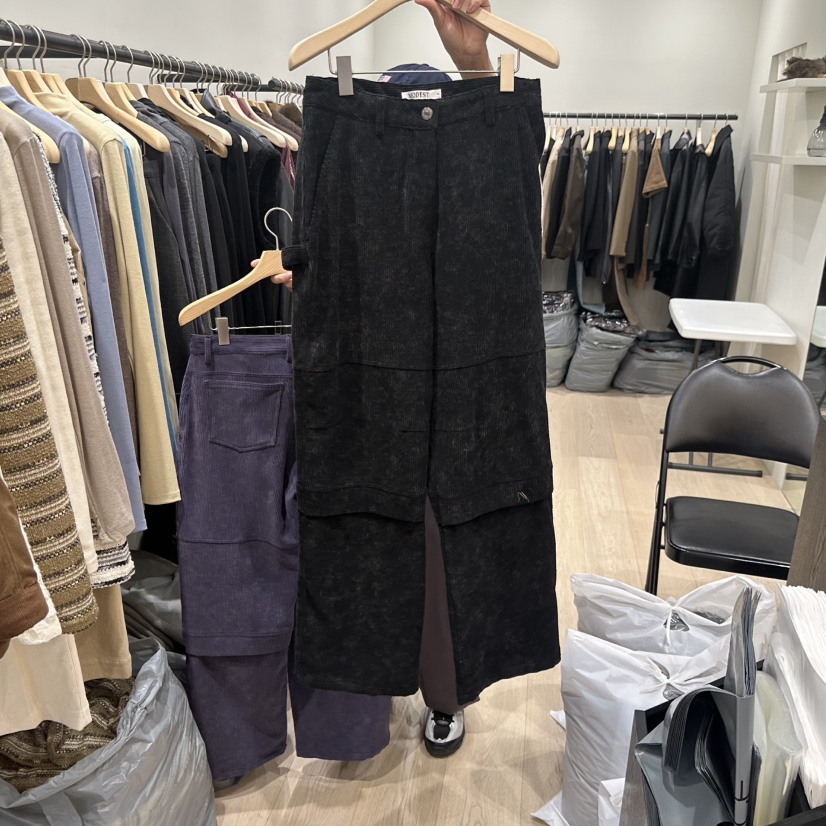 MODEST/NOTTINGHAM韓國代購26秋冬水洗燈芯絨工裝褲休閑褲拉鏈MODEST/NOTTINGHAM休閑褲圖色2