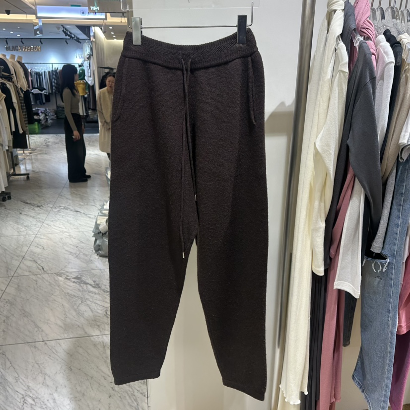 TOPDRESSING東大門代購26秋冬針織休閑褲針織褲抽繩直筒寬松TOPDRESSING休閑褲圖色2