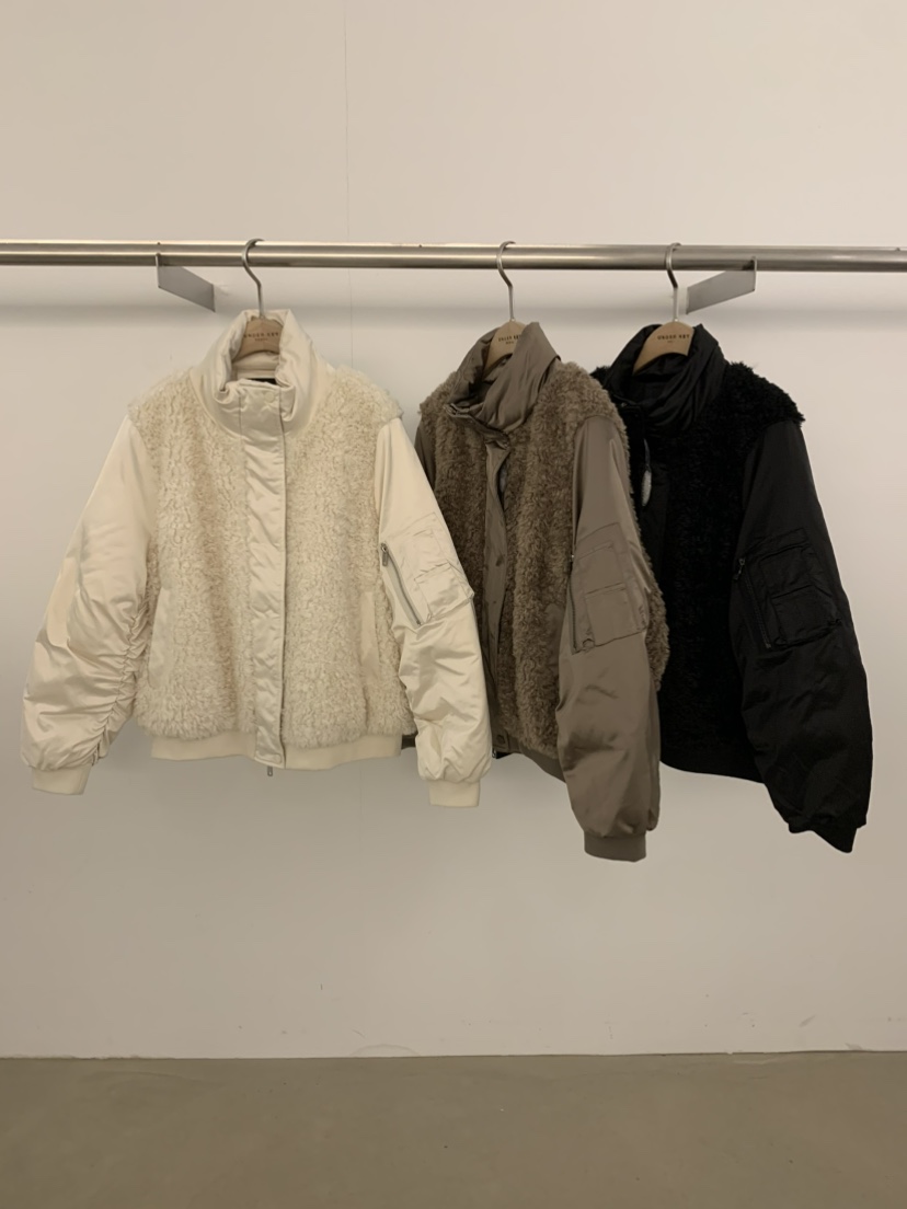 UNDER KEY東大門直郵26秋冬拼接毛絨短款羽絨短款羽絨服口袋毛UNDER KEY短款羽絨服