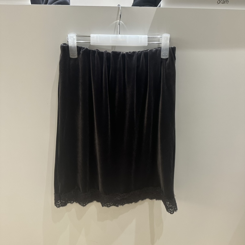 SHOP_WE ARE東大門實拍26秋冬絲絨蕾絲中裙半身裙中短裙拼接蕾SHOP_WE ARE半身裙/中短裙