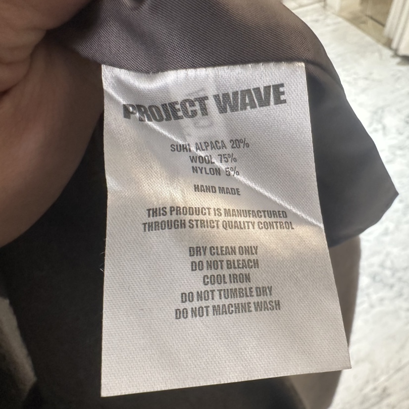 PROJECT WAVE韓國代購26秋冬青果領毛呢大衣中長款大衣單排扣PROJECT WAVE中長款大衣