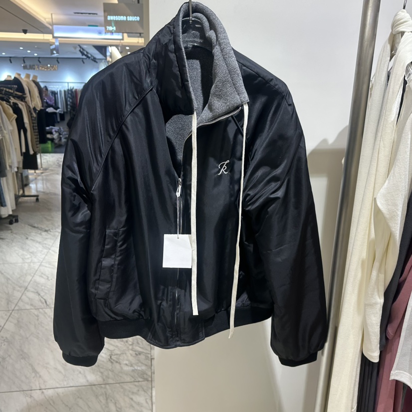 TOPDRESSING韓國代購26秋冬立領短款兩面穿夾克拉鏈開合里外穿TOPDRESSING夾克圖色1黑色