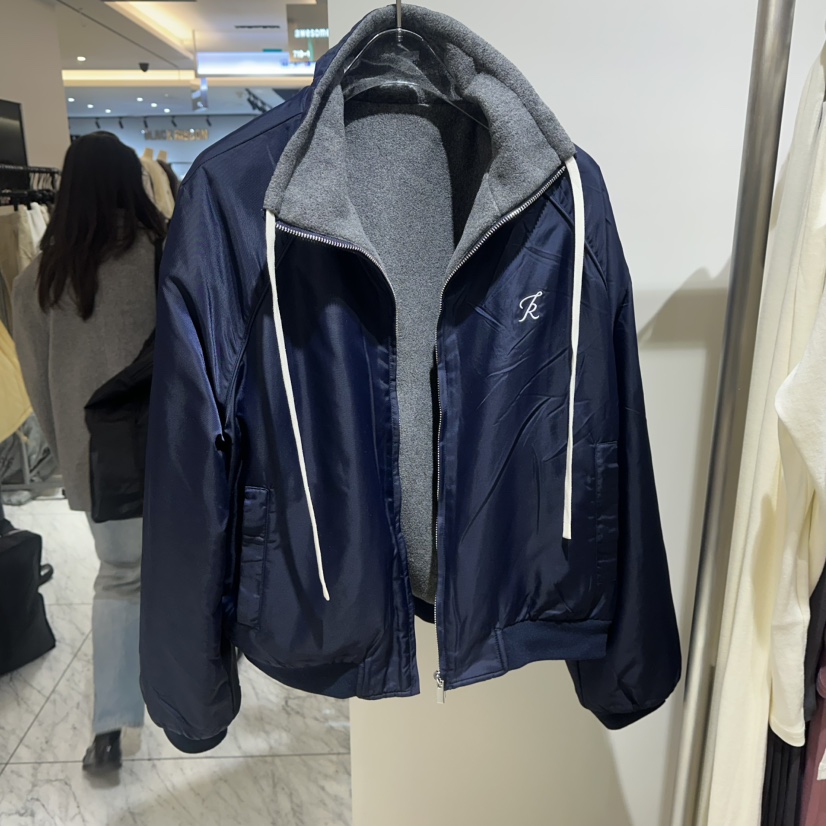 TOPDRESSING韓國代購26秋冬立領短款兩面穿夾克拉鏈開合里外穿TOPDRESSING夾克圖色2深藍色