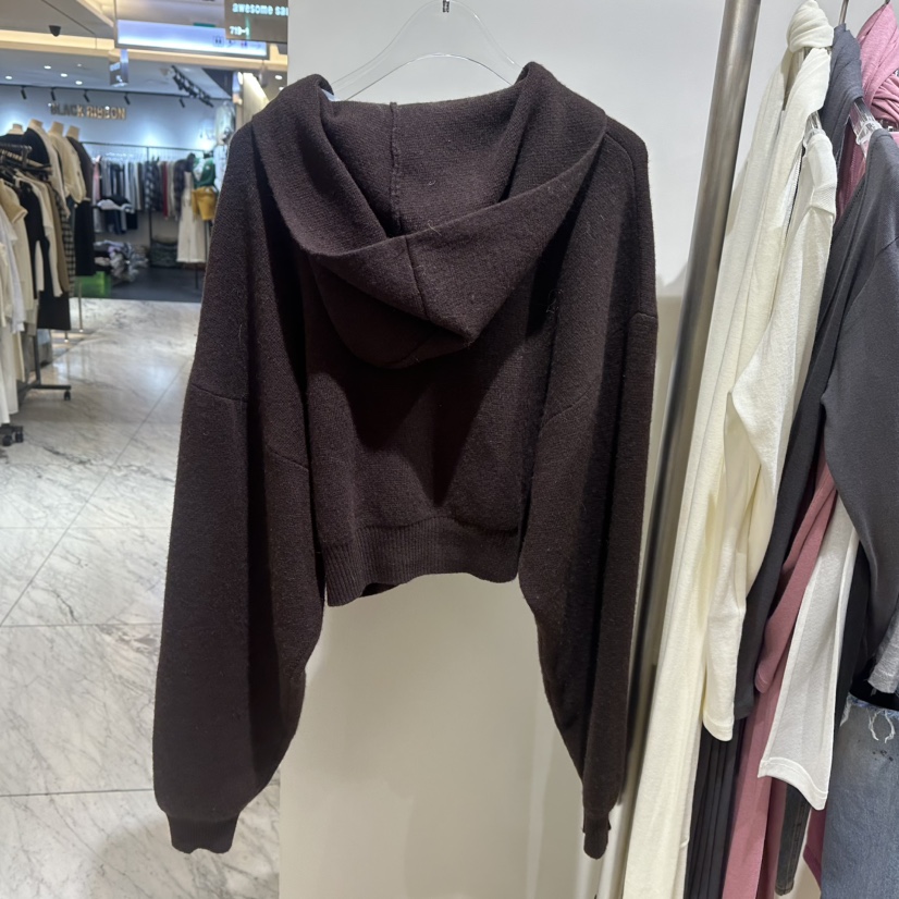 TOPDRESSING韓國代購26秋冬短款連帽針織拉鏈衛衣拉鏈開合針織TOPDRESSING衛衣