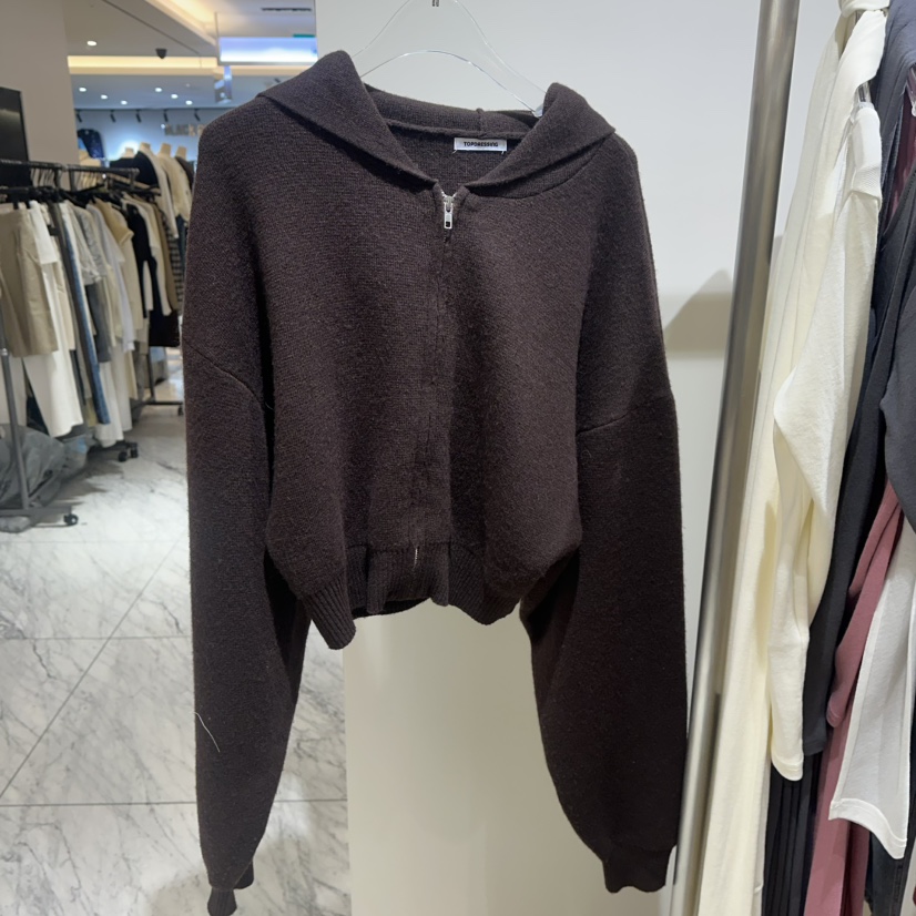 TOPDRESSING韓國代購26秋冬短款連帽針織拉鏈衛衣拉鏈開合針織TOPDRESSING衛衣圖色1