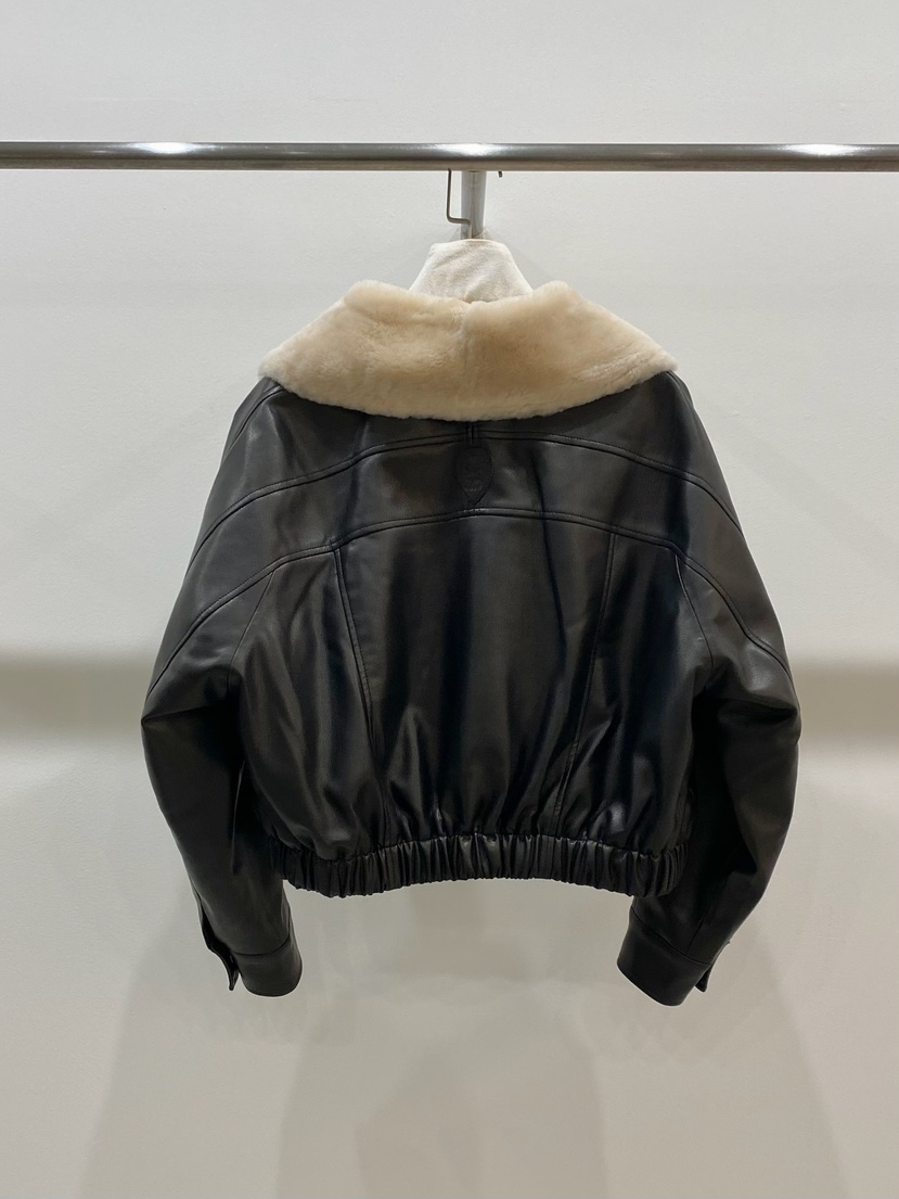 1968/YEOUYA東大門代購26秋冬短款毛領皮質夾克雙排扣羊皮短款1968/YEOUYA夾克