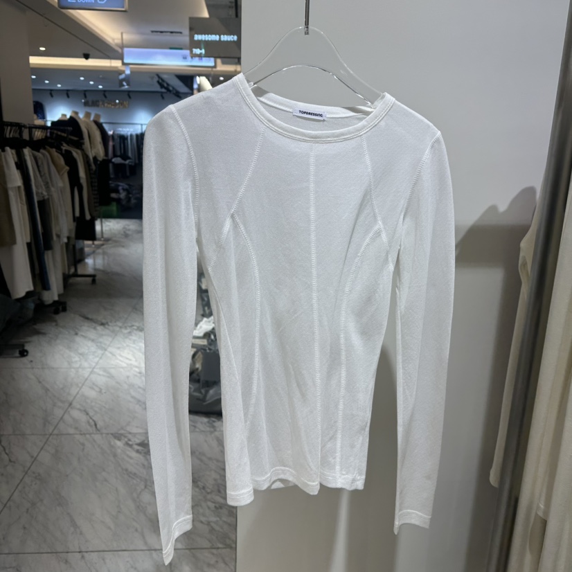 TOPDRESSING東大門實拍26秋冬修身透視剪裁T恤長袖T恤修身透視TOPDRESSING長袖T恤圖色1