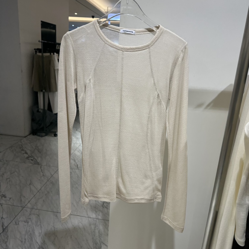TOPDRESSING東大門實拍26秋冬修身透視剪裁T恤長袖T恤修身透視TOPDRESSING長袖T恤圖色3