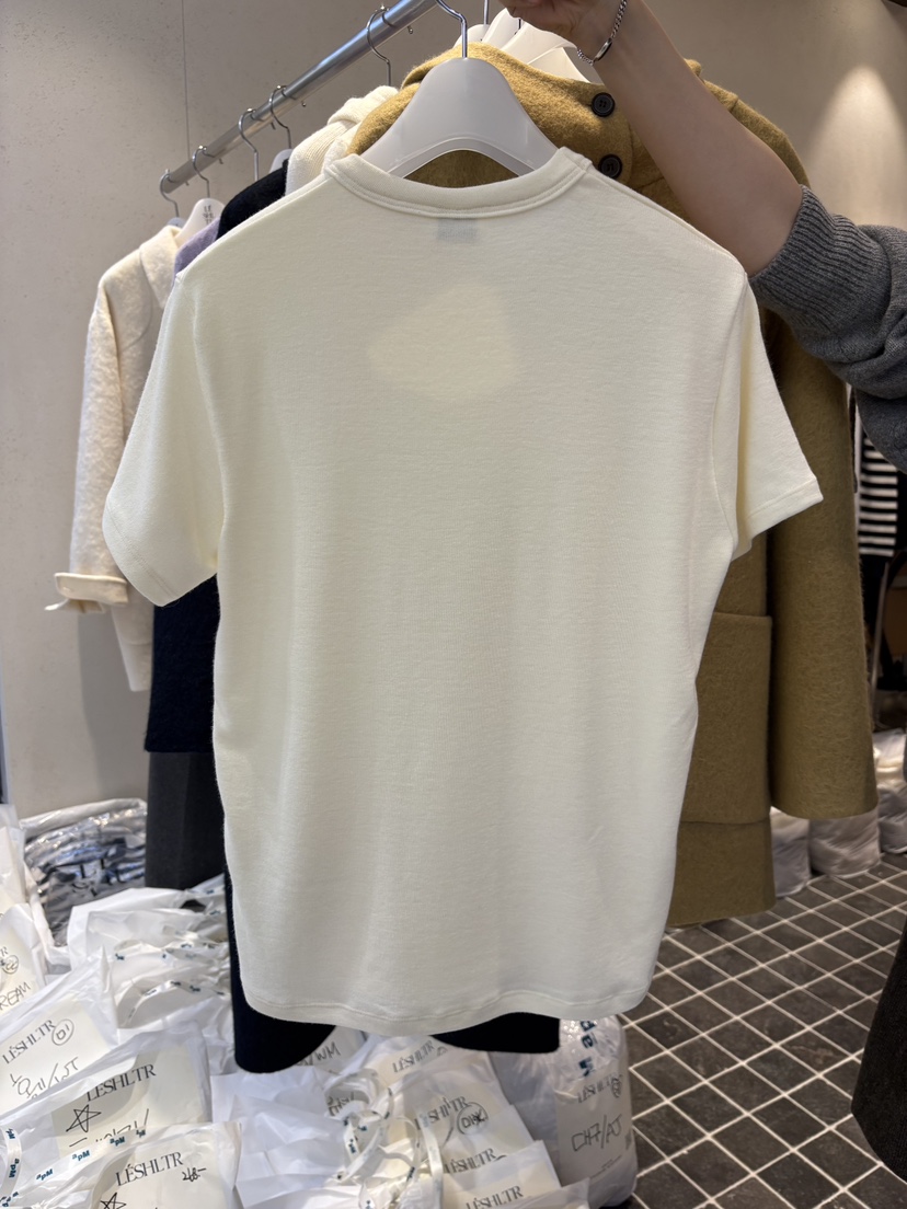 LESHLTR/CREAM韓國直郵26秋冬簡約圓領基礎短袖T恤圓領寬松LESHLTR/CREAMT恤