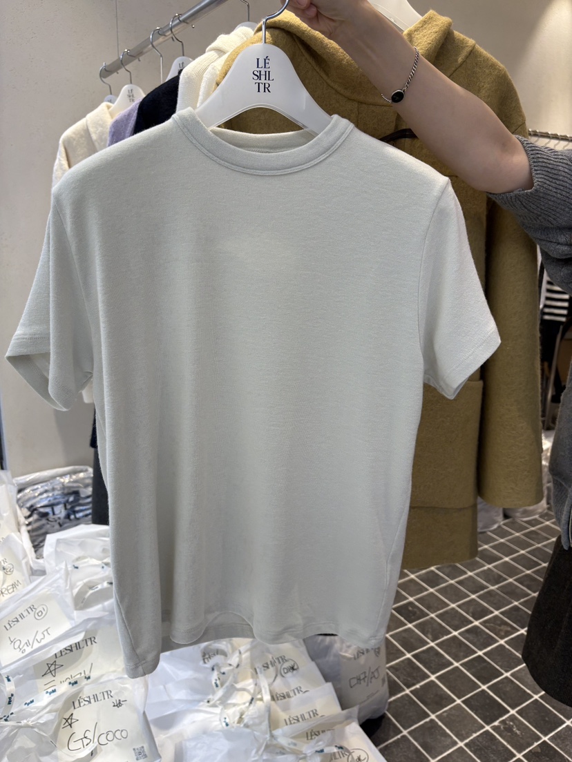 LESHLTR/CREAM韓國直郵26秋冬簡約圓領基礎短袖T恤圓領寬松LESHLTR/CREAMT恤圖色2薄荷色