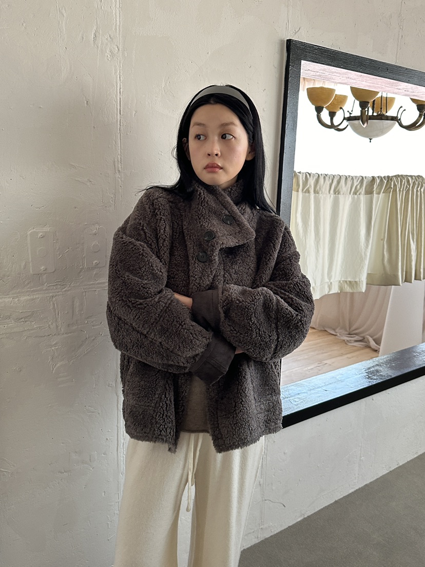 BOHEME_NDE韓國直郵26秋冬立領毛絨夾克兩面穿兩面穿單排扣口BOHEME_NDE夾克