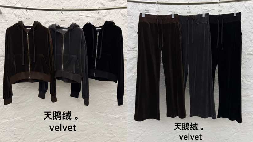 NOVUS韓國代購26秋冬絲絨連帽拉鏈衛衣拉鏈開合連帽衫口袋絲絨NOVUS衛衣