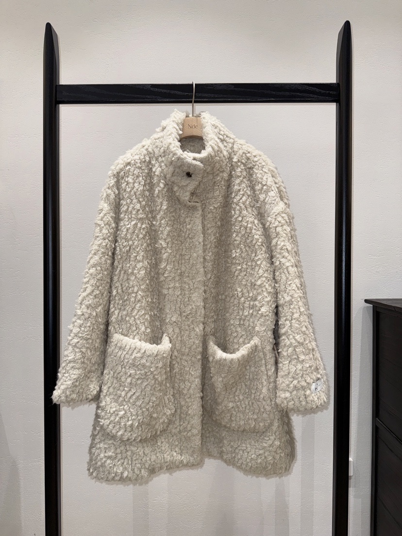 BOHEME_NDE東大門代購26秋冬立領圈圈毛中長款大衣立領寬松BOHEME_NDE中長款大衣圖色1