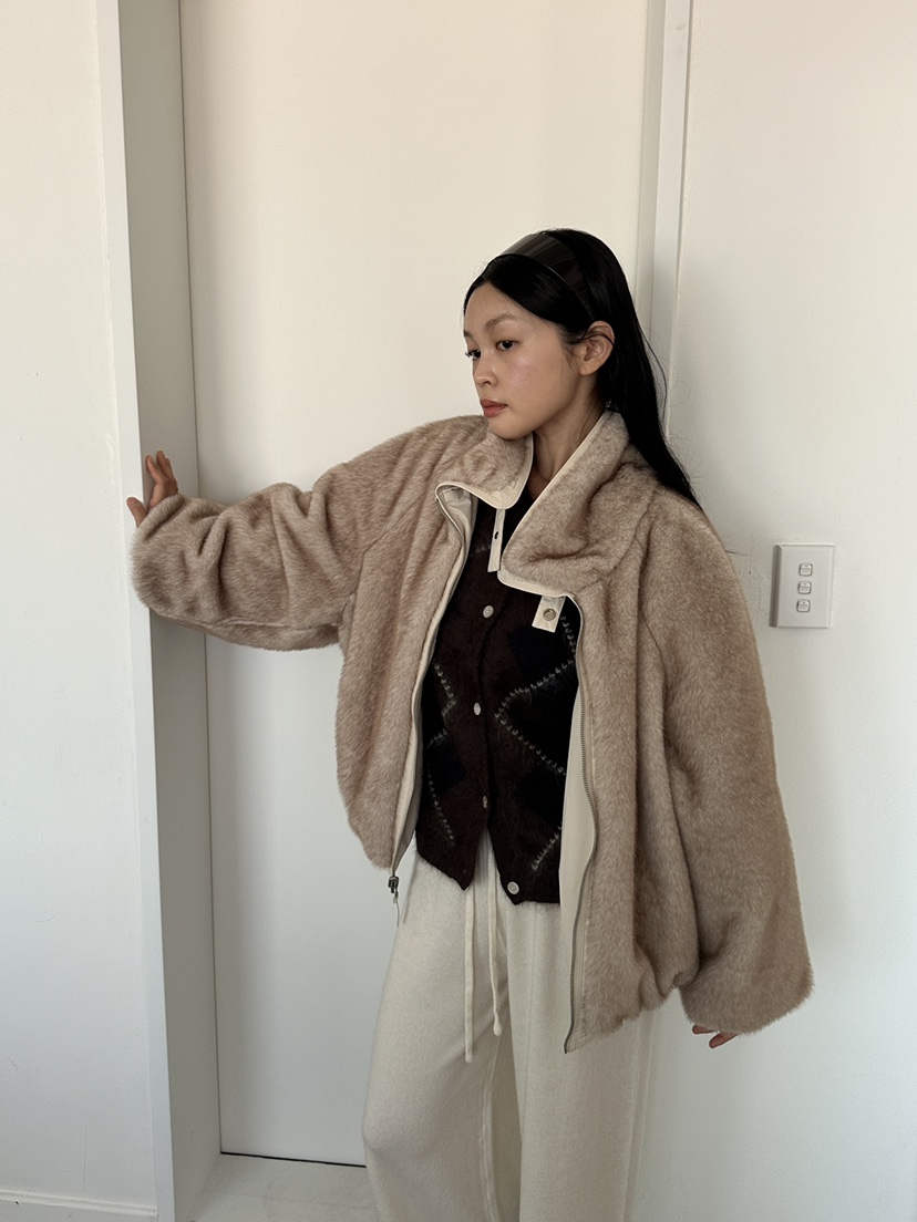 BOHEME_NDE韓國代購26秋冬兩面穿毛領夾克毛領可拆兩面穿貂皮BOHEME_NDE夾克