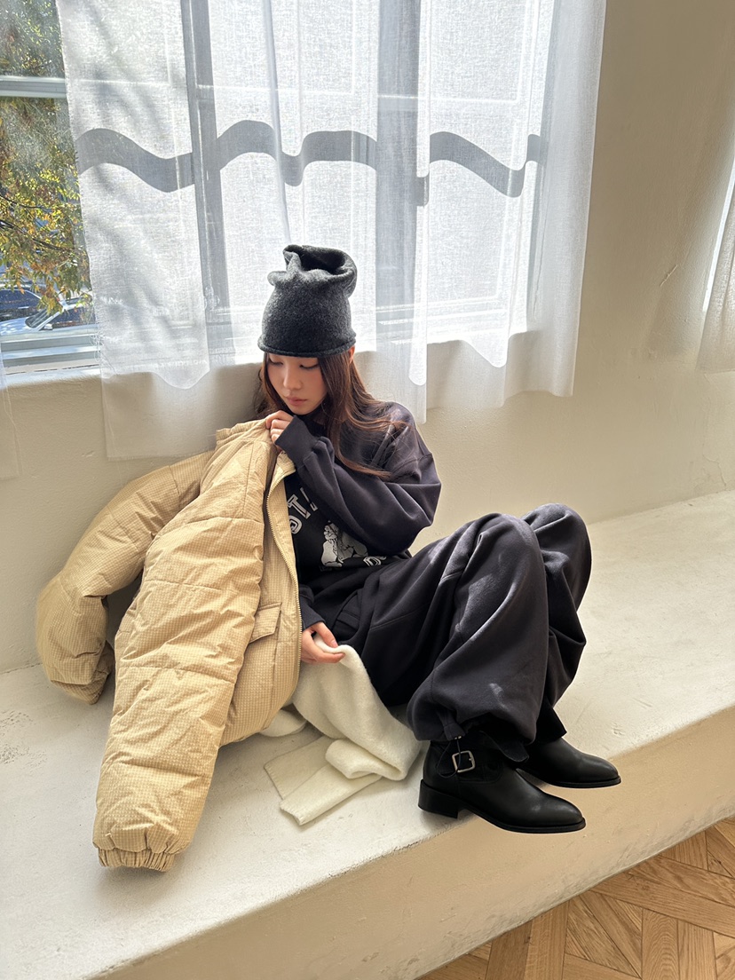 UNBOUND東大門實拍26秋冬短款格紋羽絨外套短款羽絨服拉鏈開合UNBOUND短款羽絨服