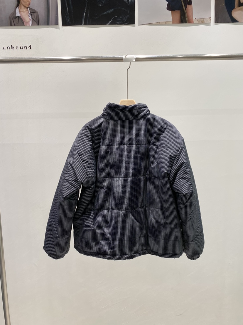 UNBOUND東大門實拍26秋冬短款格紋羽絨外套短款羽絨服拉鏈開合UNBOUND短款羽絨服