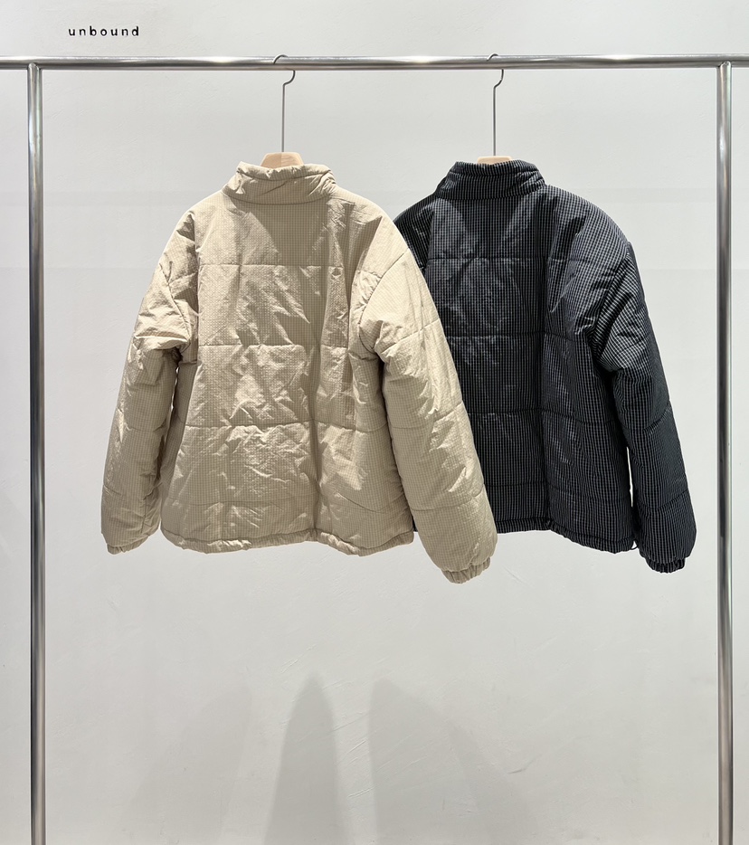 UNBOUND東大門實拍26秋冬短款格紋羽絨外套短款羽絨服拉鏈開合UNBOUND短款羽絨服