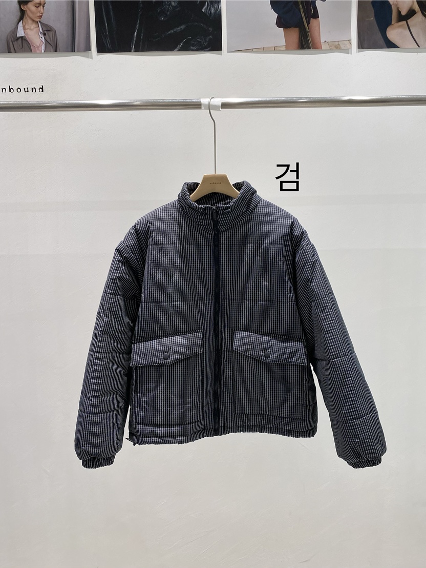UNBOUND東大門實拍26秋冬短款格紋羽絨外套短款羽絨服拉鏈開合UNBOUND短款羽絨服圖色1