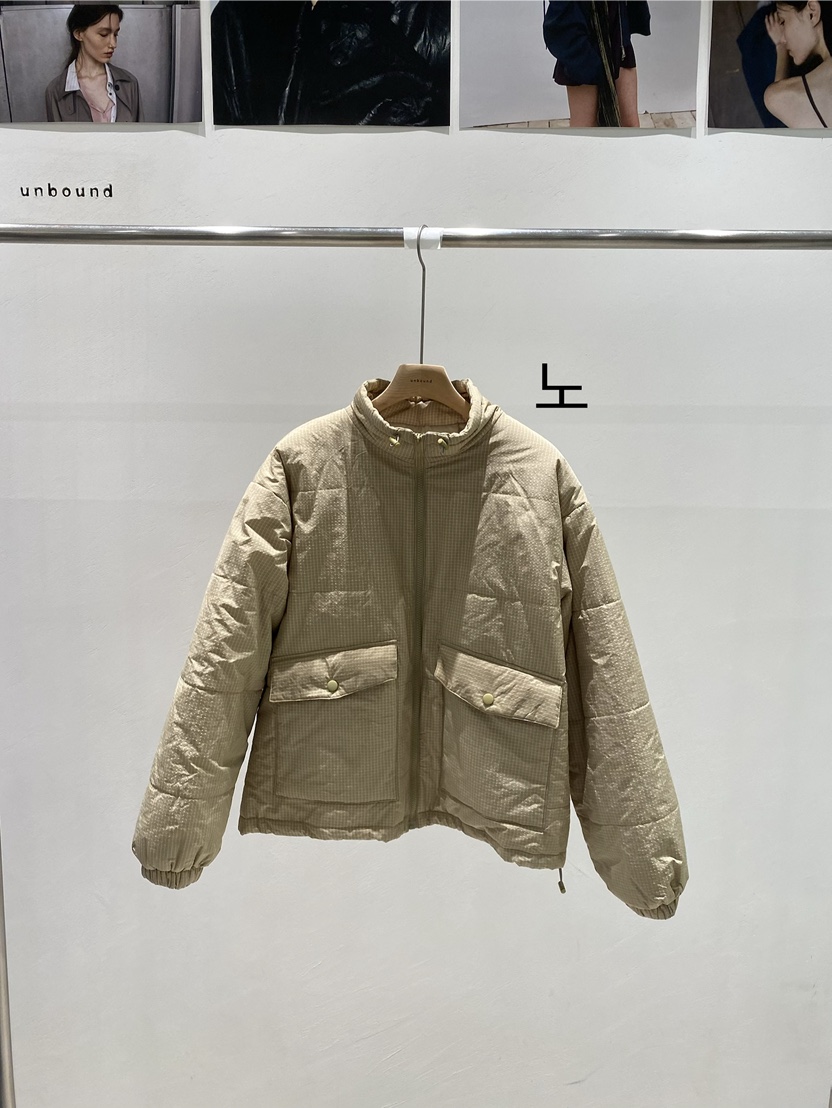 UNBOUND東大門實拍26秋冬短款格紋羽絨外套短款羽絨服拉鏈開合UNBOUND短款羽絨服圖色2