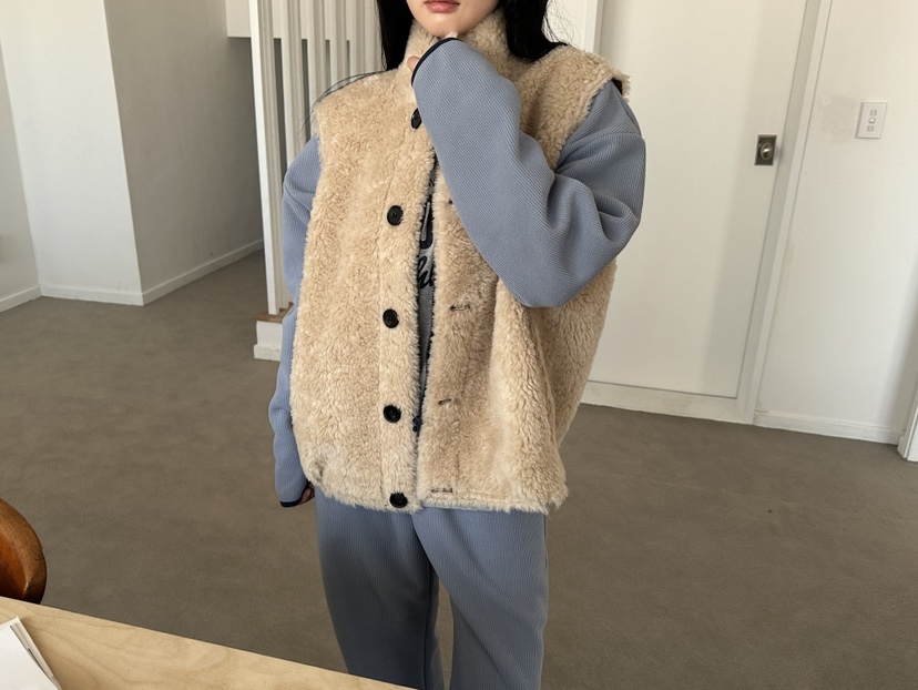 BOHEME_NDE東大門直郵26秋冬兩面穿立領馬甲兩面可穿兩面穿毛BOHEME_NDE馬甲