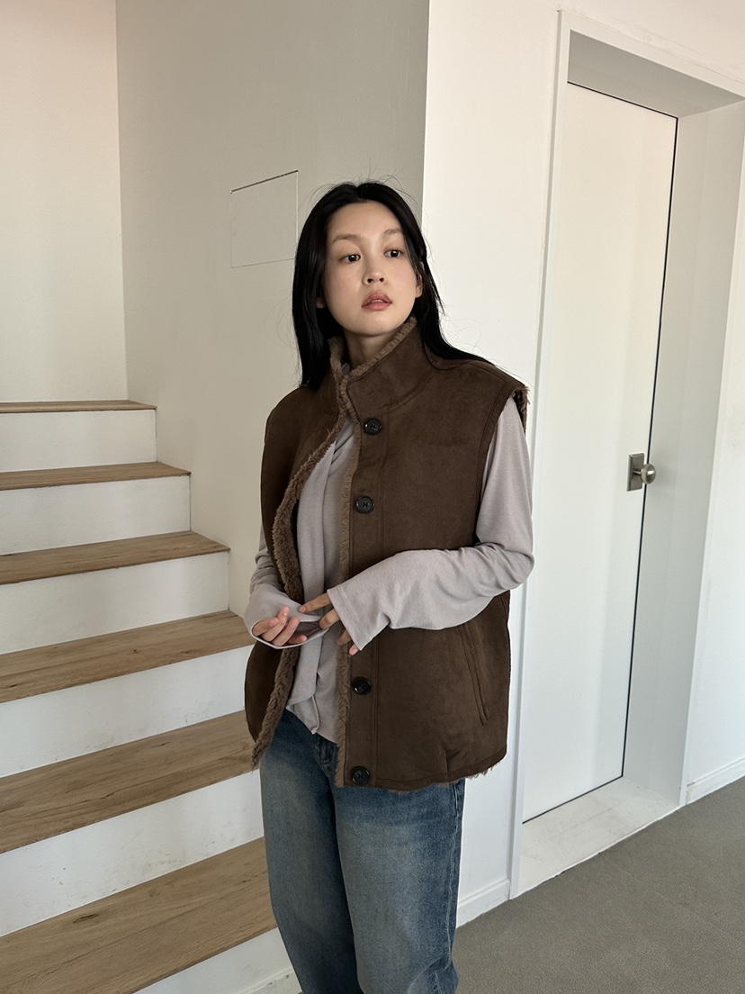 BOHEME_NDE東大門直郵26秋冬兩面穿立領馬甲兩面可穿兩面穿毛BOHEME_NDE馬甲