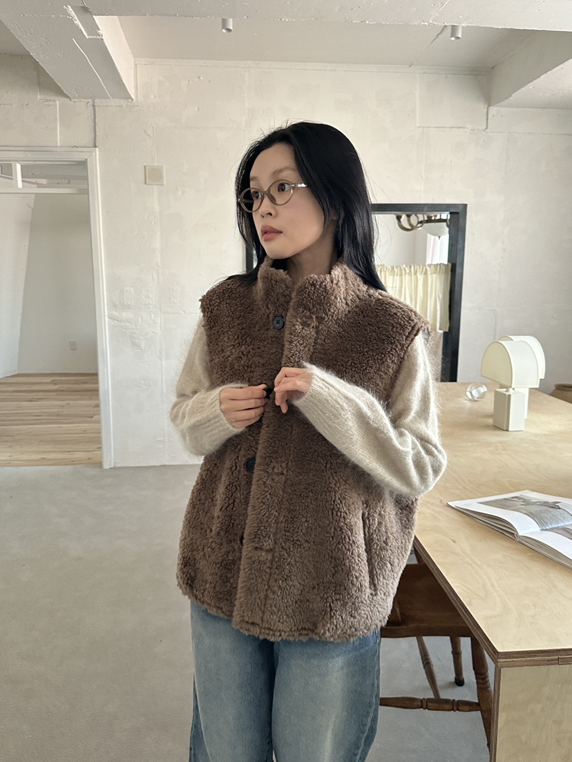 BOHEME_NDE東大門直郵26秋冬兩面穿立領馬甲兩面可穿兩面穿毛BOHEME_NDE馬甲