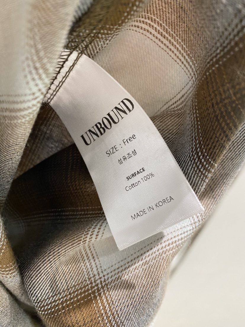 UNBOUND韓國代購26秋冬寬松格紋長袖襯衫蕾絲衫翻領寬松UNBOUND襯衫/蕾絲衫