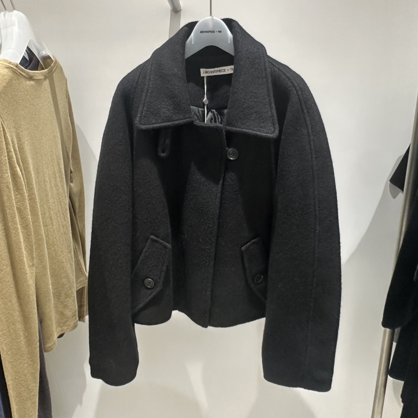 ARCHIVEPIECE TAG東大門代購26秋冬短款夾棉大衣短款大衣單排ARCHIVEPIECE TAG短款大衣圖色3