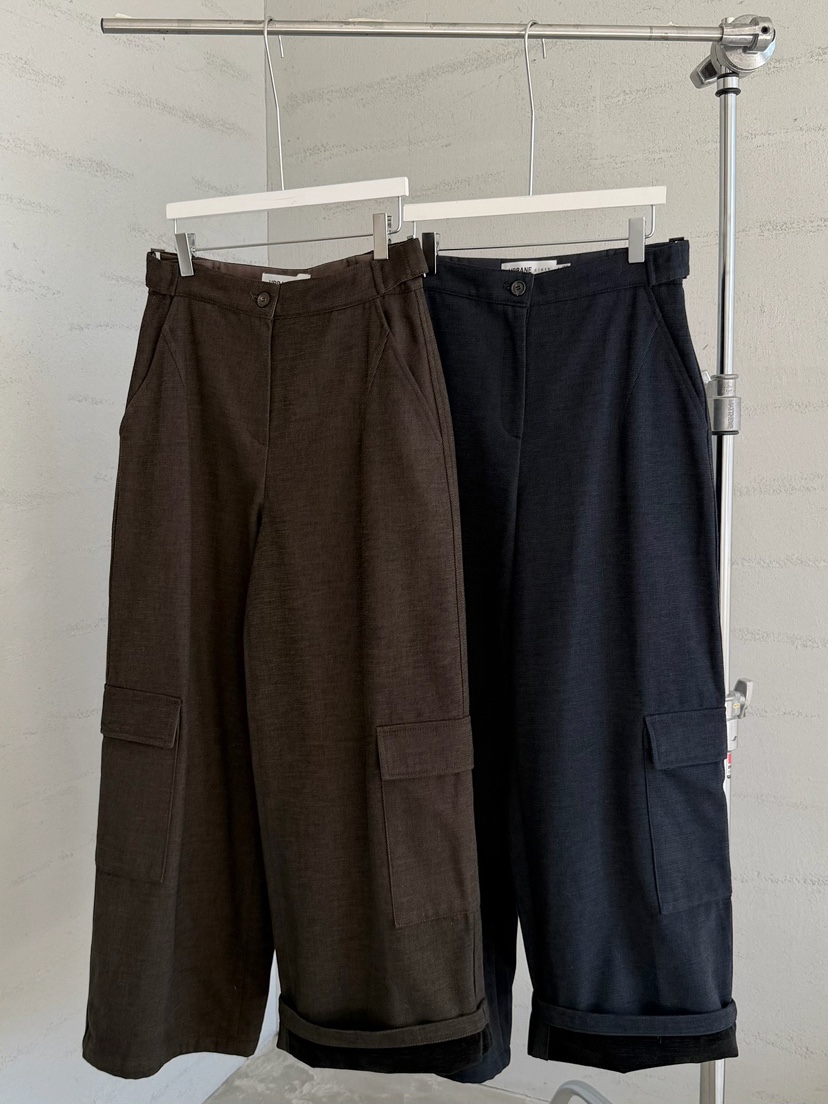 URBANE cloth韓國代購26秋冬高腰工裝闊腿褲休閑褲闊腿褲口袋URBANE cloth休閑褲