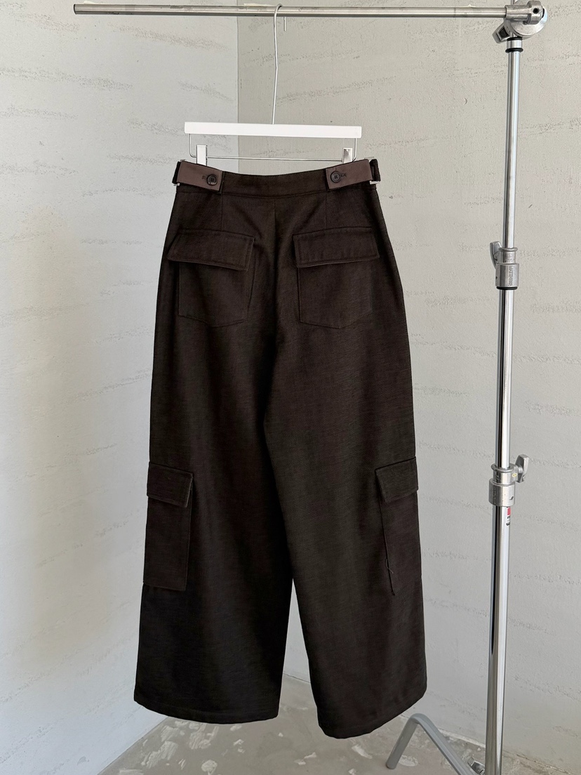 URBANE cloth韓國代購26秋冬高腰工裝闊腿褲休閑褲闊腿褲口袋URBANE cloth休閑褲