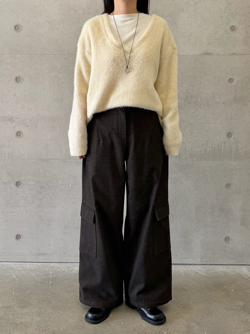 URBANE cloth韓國代購26秋冬高腰工裝闊腿褲休閑褲闊腿褲口袋URBANE cloth休閑褲