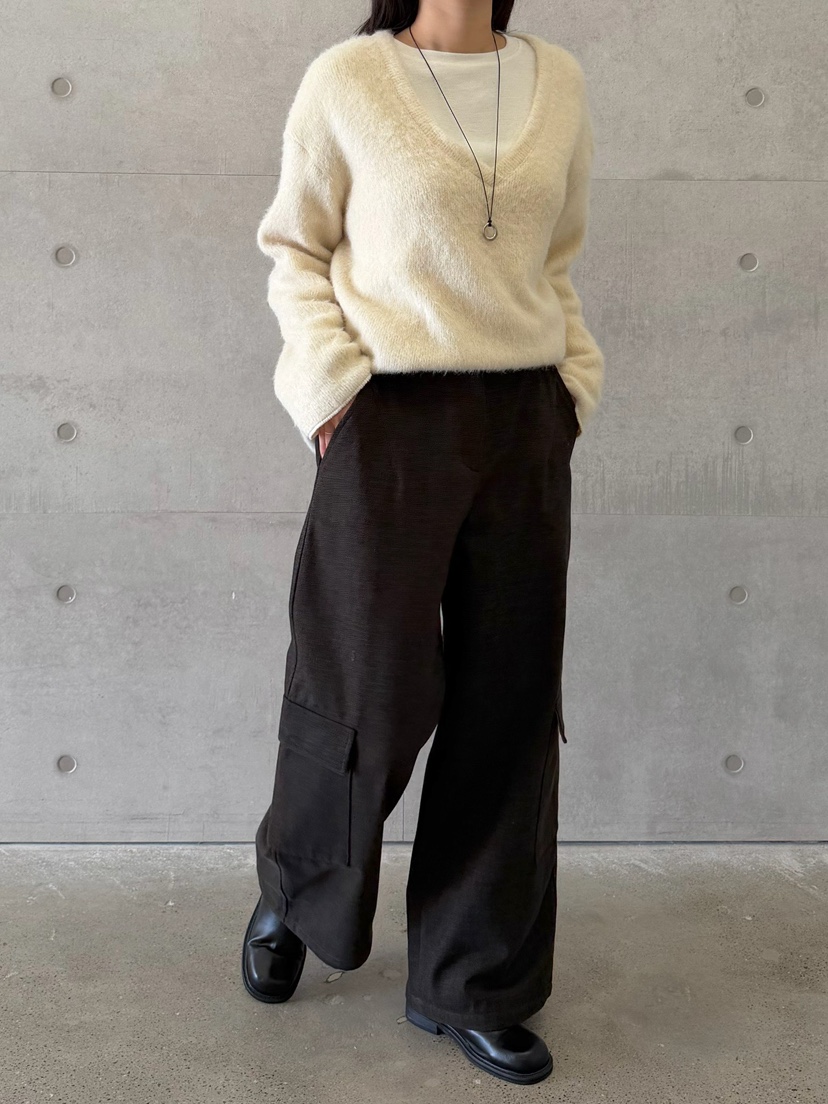 URBANE cloth韓國代購26秋冬高腰工裝闊腿褲休閑褲闊腿褲口袋URBANE cloth休閑褲