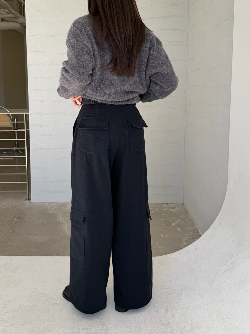 URBANE cloth韓國代購26秋冬高腰工裝闊腿褲休閑褲闊腿褲口袋URBANE cloth休閑褲