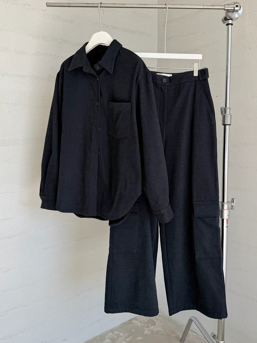 URBANE cloth韓國代購26秋冬高腰工裝闊腿褲休閑褲闊腿褲口袋URBANE cloth休閑褲