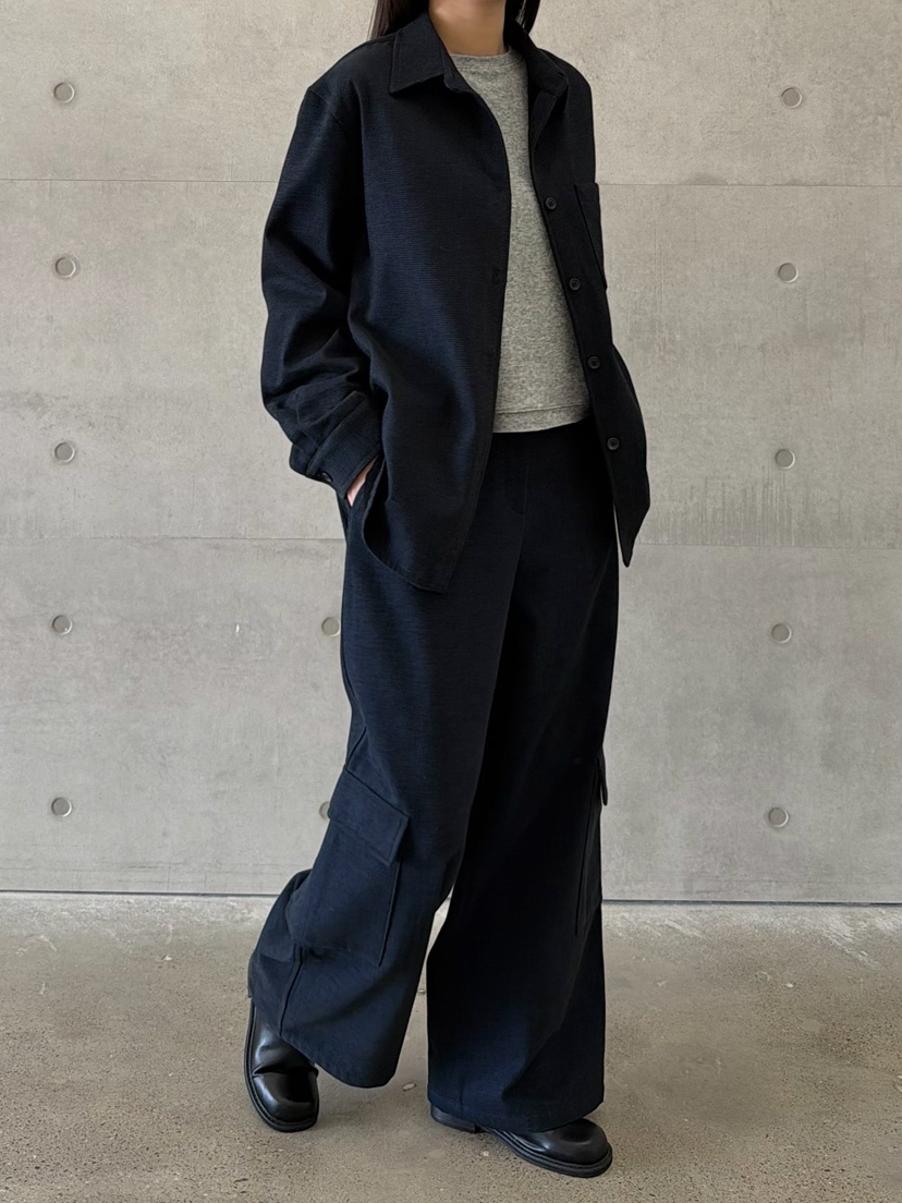 URBANE cloth韓國代購26秋冬高腰工裝闊腿褲休閑褲闊腿褲口袋URBANE cloth休閑褲