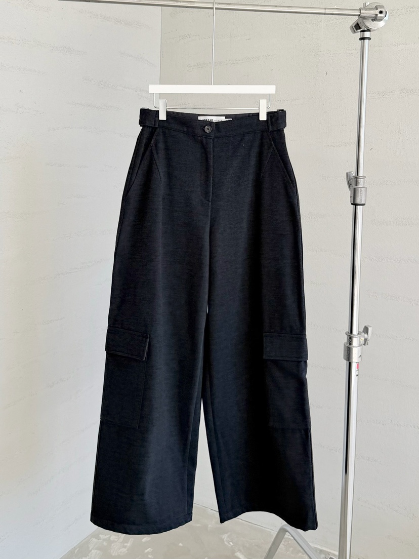 URBANE cloth韓國代購26秋冬高腰工裝闊腿褲休閑褲闊腿褲口袋URBANE cloth休閑褲圖色2