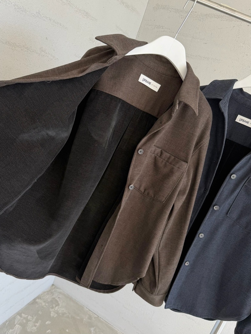 URBANE cloth東大門直郵26秋冬加絨落肩襯衫蕾絲衫單排扣毛絨URBANE cloth襯衫/蕾絲衫