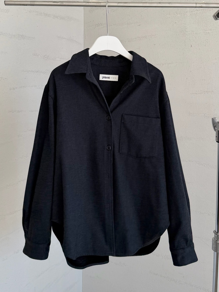 URBANE cloth東大門直郵26秋冬加絨落肩襯衫蕾絲衫單排扣毛絨URBANE cloth襯衫/蕾絲衫圖色2