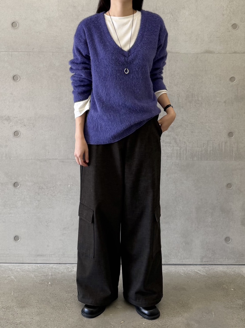 URBANE cloth東大門直郵26秋冬深V領長毛絨毛衣深V領落肩URBANE cloth毛衣
